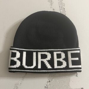 Burberry Black and White Knit Beanie